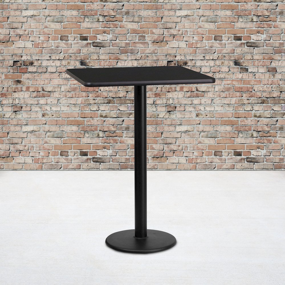 24'' Square Black Laminate Table Top with 18'' Round Bar Height Table Base. Picture 2