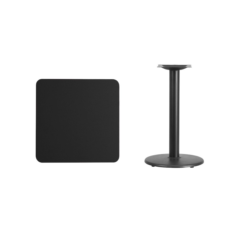 24'' Square Black Laminate Table Top with 18'' Round Table Height Base. Picture 3