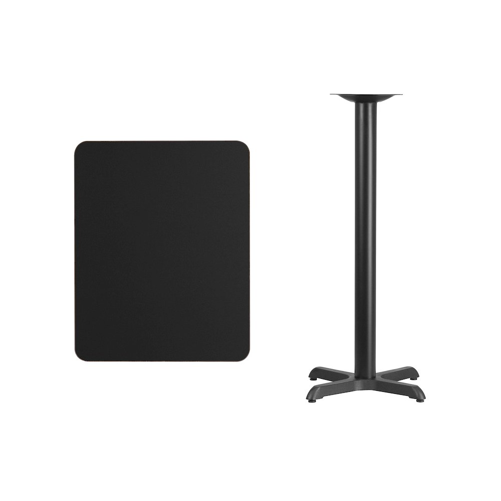 24'' x 30'' Rectangular Black Table Top with 22'' x 22'' Bar Height Table Base. Picture 4