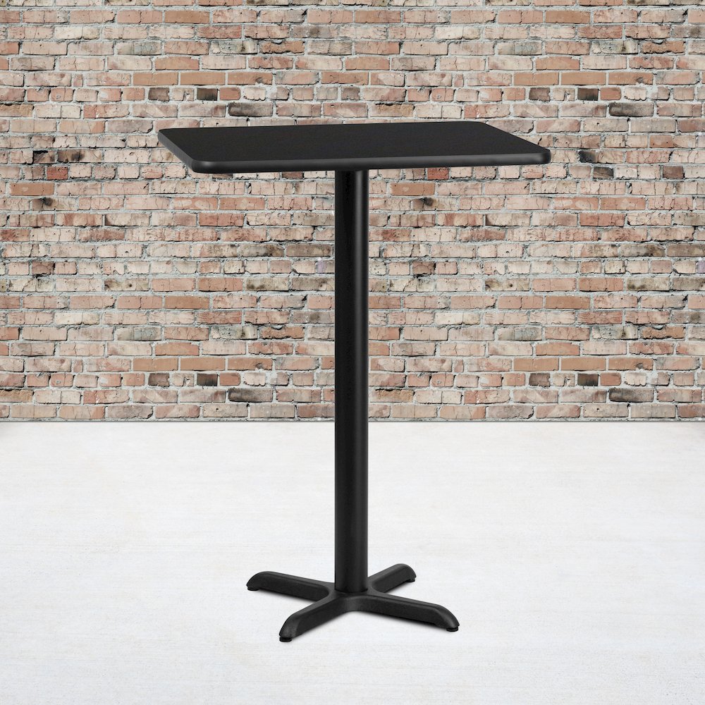 24'' x 30'' Rectangular Black Table Top with 22'' x 22'' Bar Height Table Base. Picture 2