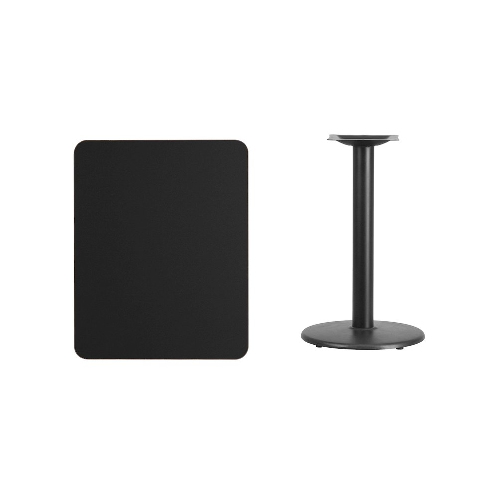 24'' x 30'' Rectangular Black Table Top with 18'' Round Table Height Base. Picture 1