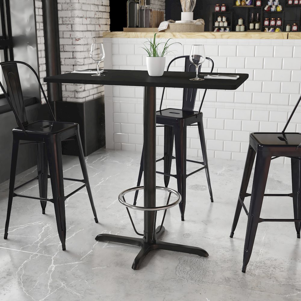 24'' x 42'' Black Table Top with 23.5'' x 29.5'' Bar Height. Picture 2