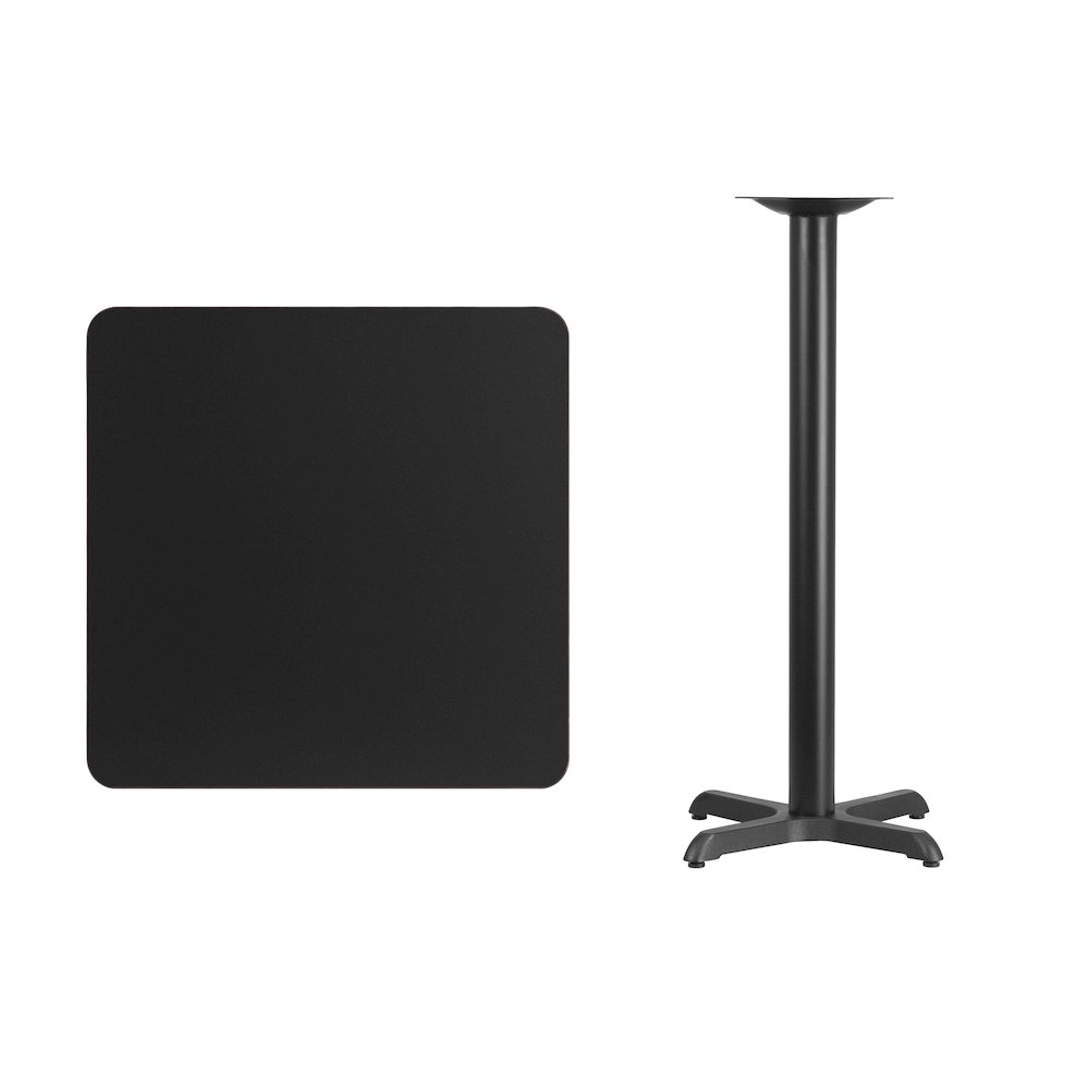 30'' Square Black Laminate Table Top with 22'' x 22'' Bar Height Table Base. Picture 4