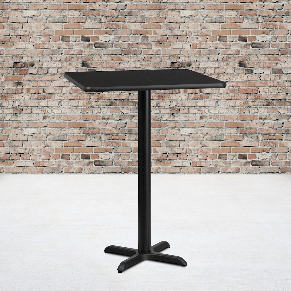 30'' Square Black Laminate Table Top with 22'' x 22'' Bar Height Table Base. Picture 2
