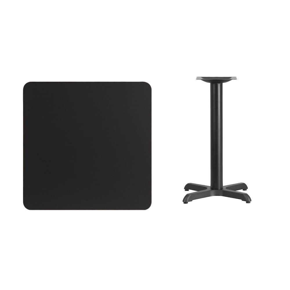 30'' Square Black Laminate Table Top with 22'' x 22'' Table Height Base. Picture 4