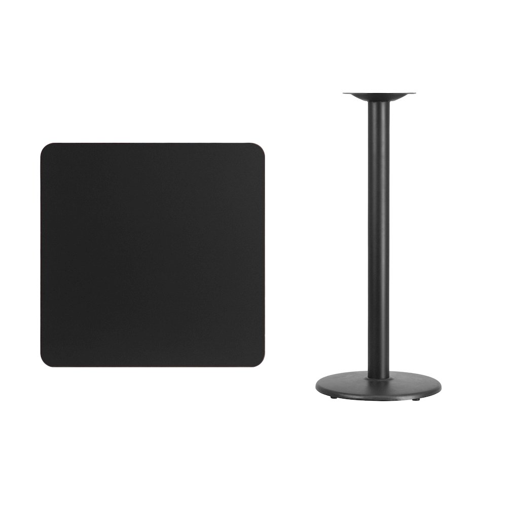 30'' Square Black Laminate Table Top with 18'' Round Bar Height Table Base. Picture 3