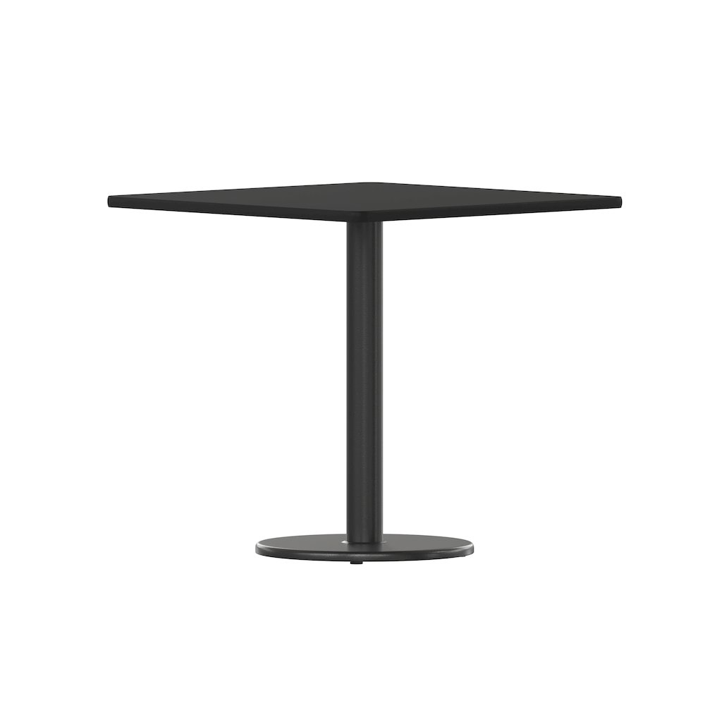 30'' Square Black Laminate Table Top with 18'' Round Table Height Base. Picture 1