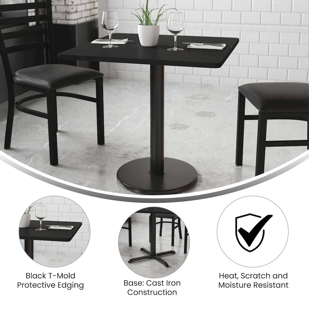30'' Square Black Laminate Table Top with 18'' Round Table Height Base. Picture 4
