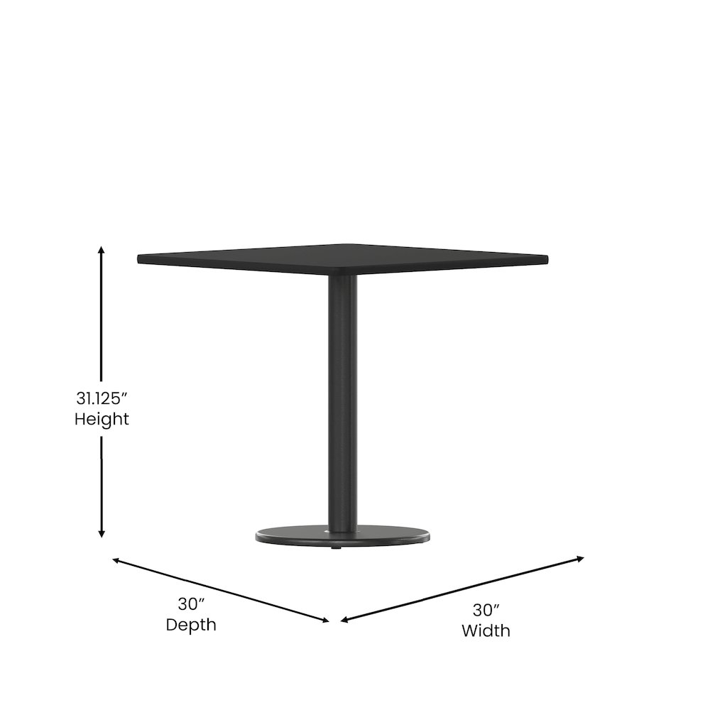 30'' Square Black Laminate Table Top with 18'' Round Table Height Base. Picture 5