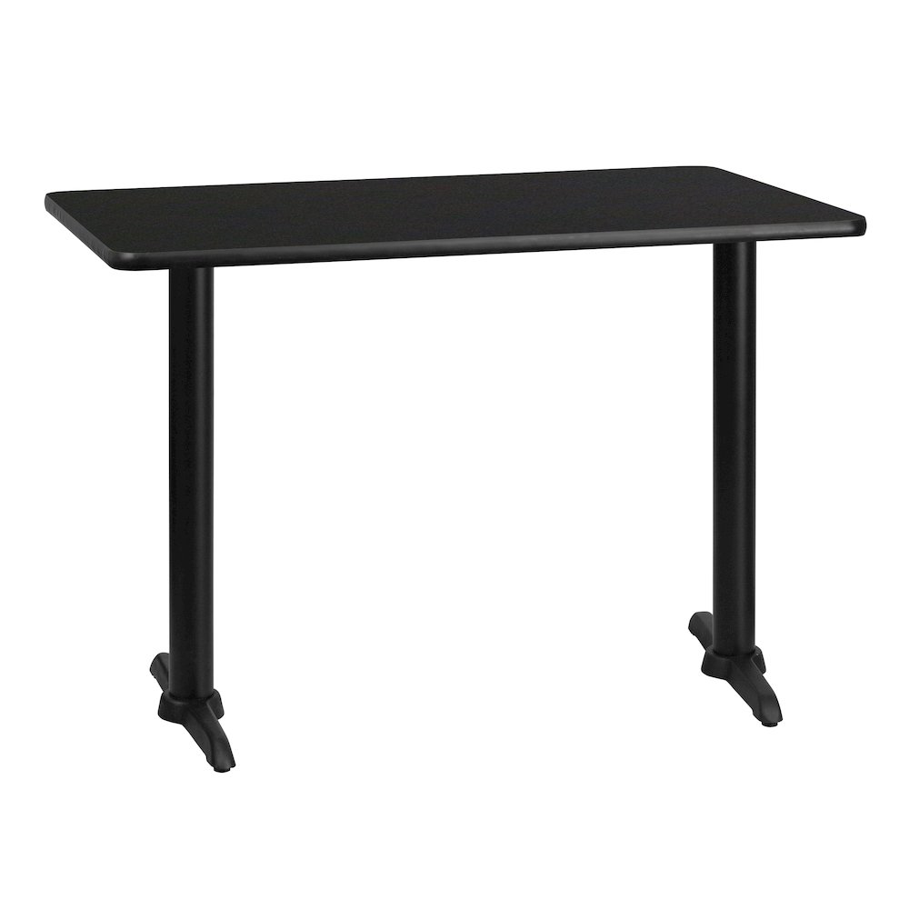 30'' x 42'' Rectangular Black Table Top with 5'' x 22'' Table Height Bases. Picture 1