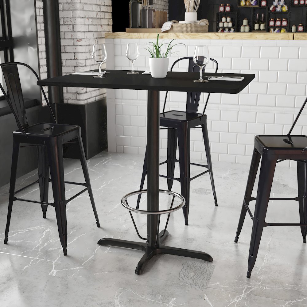 30'' x 42'' Black Table Top with 23.5'' x 29.5'' Bar Height. Picture 2