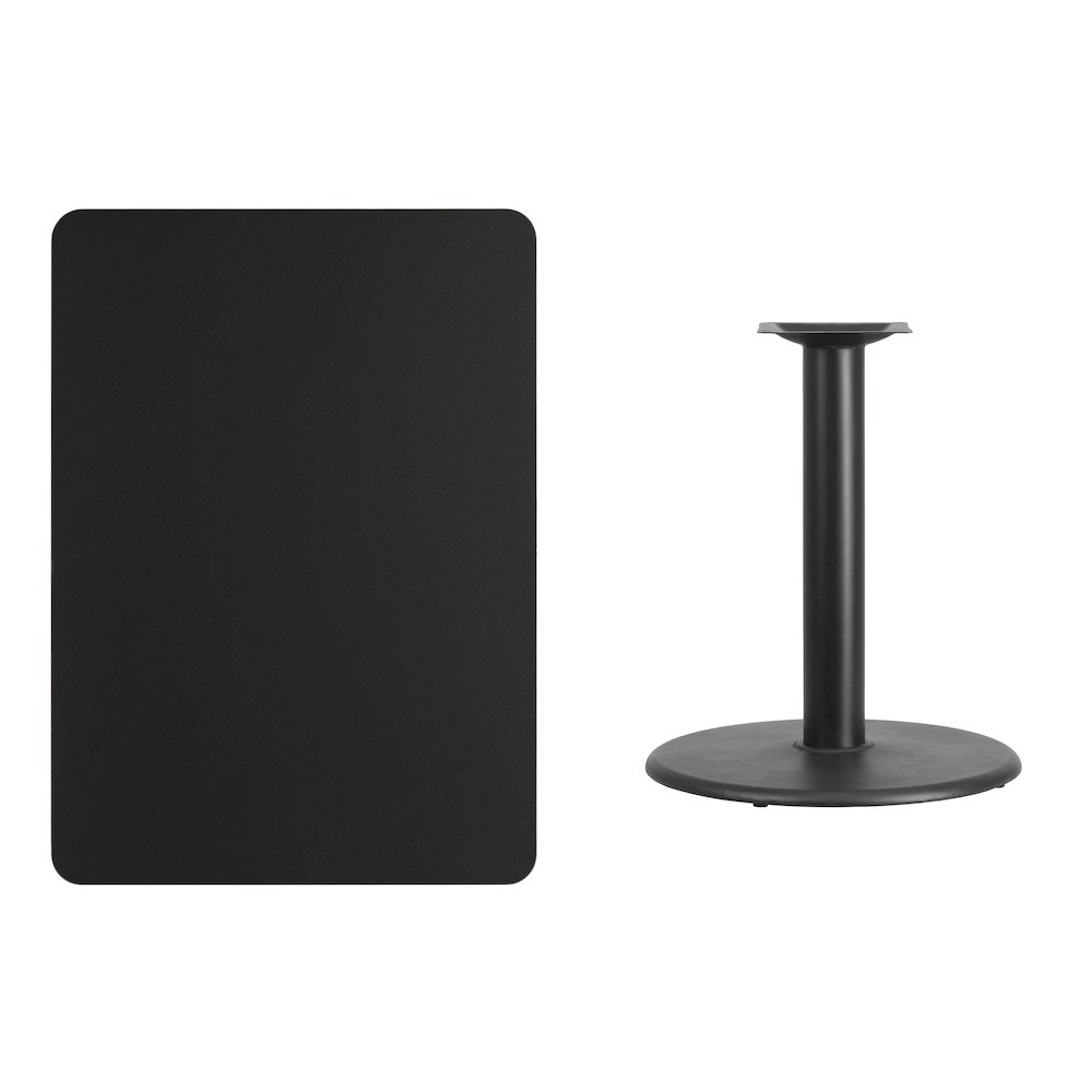 30'' x 42'' Rectangular Black Table Top with 24'' Round Table Height Base. Picture 4