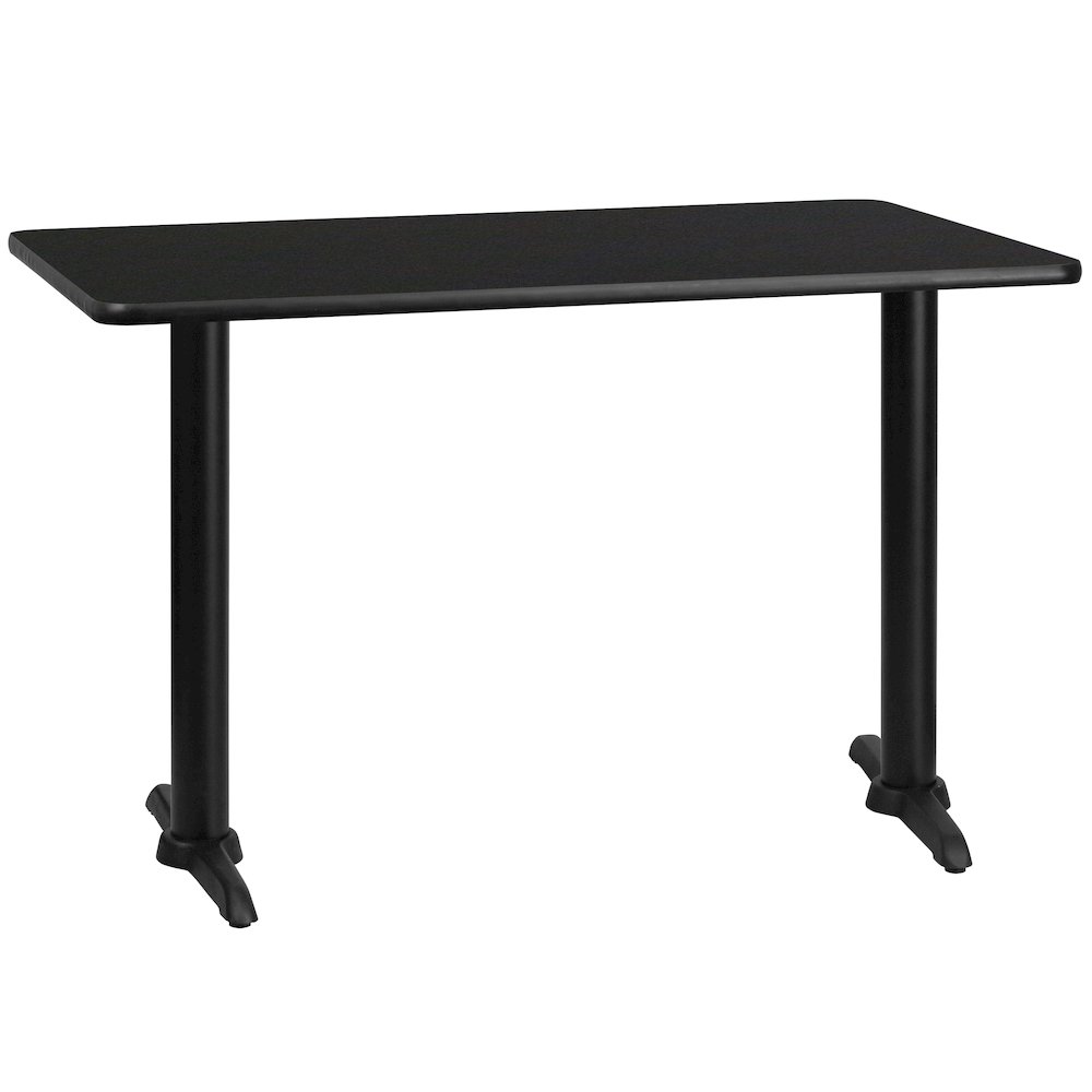 30'' x 48'' Rectangular Black Table Top with 5'' x 22'' Table Height Bases. Picture 4