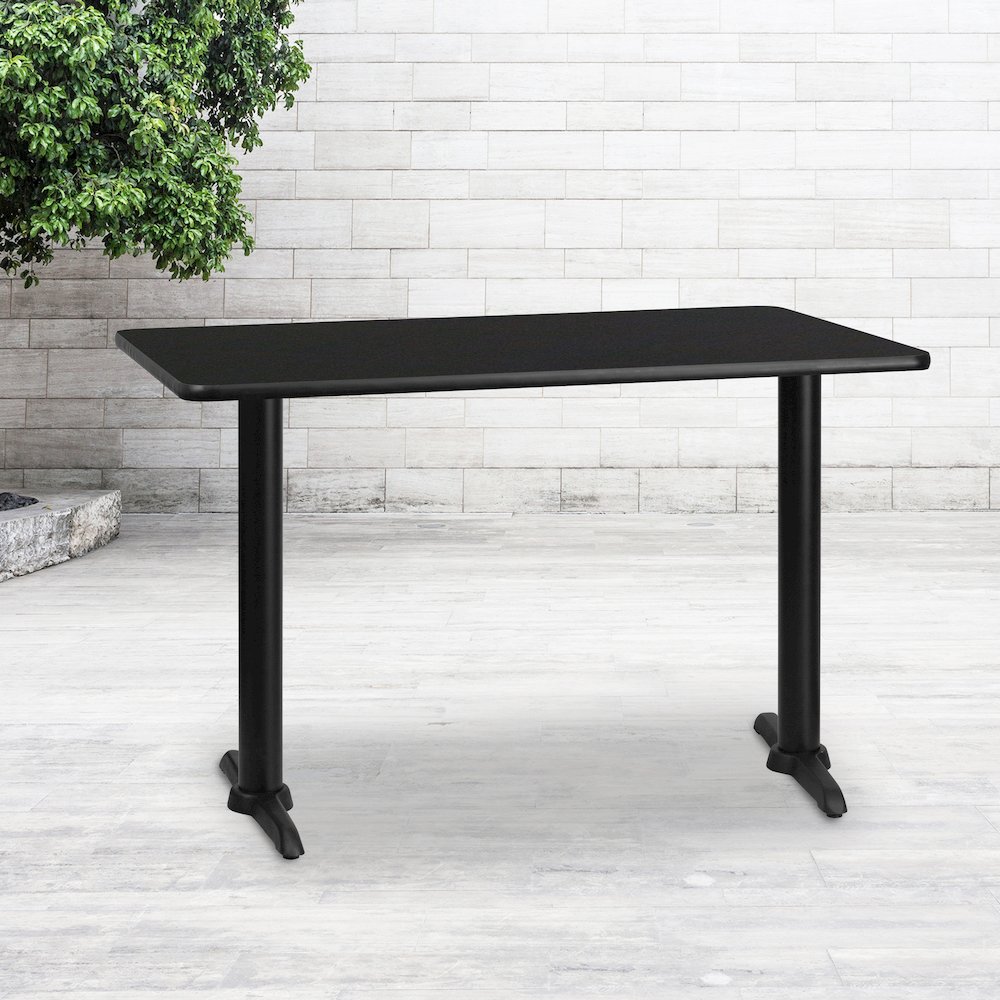 30'' x 48'' Rectangular Black Table Top with 5'' x 22'' Table Height Bases. Picture 2