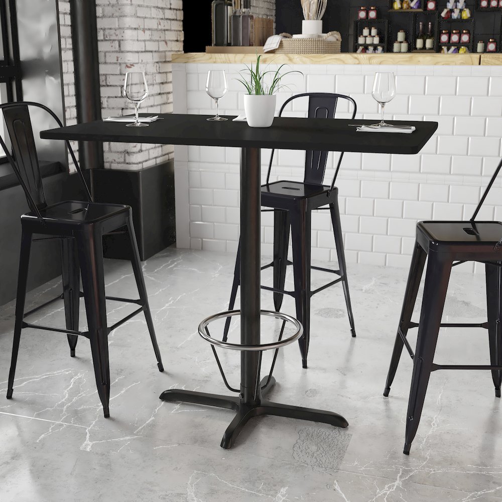 30'' x 48'' Black Table Top with 23.5'' x 29.5'' Bar Height. Picture 2