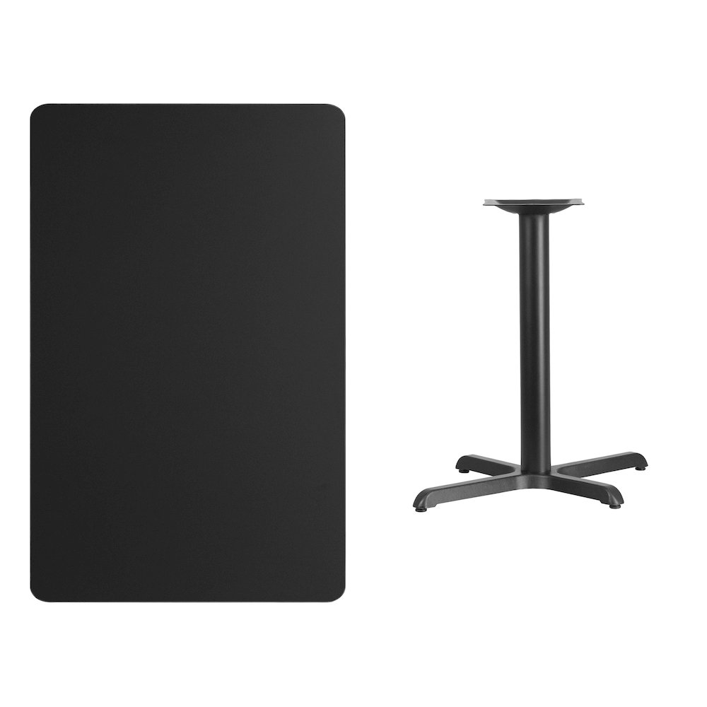 30'' x 48'' Rectangular Black Laminate Table Top with 23.5'' x 29.5'' Table Height Base. Picture 2