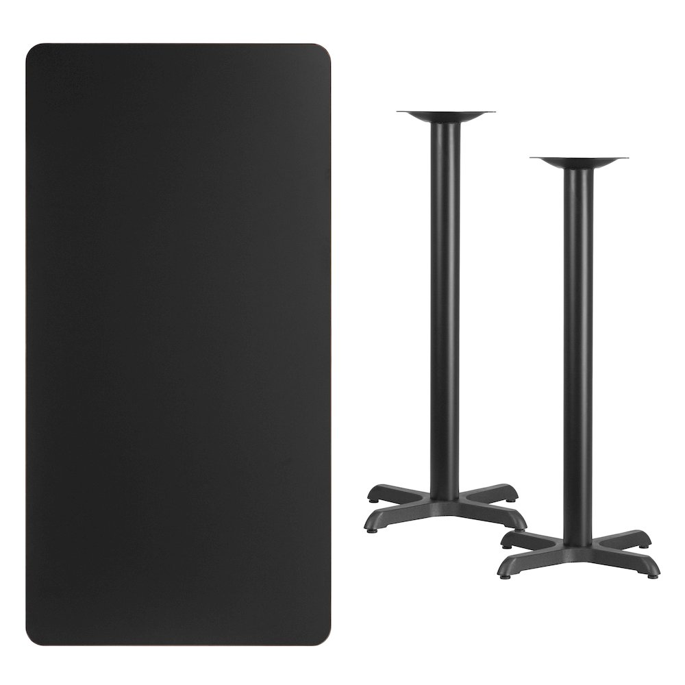 30'' x 60'' Rectangular Black Table Top with 22'' x 22'' Bar Height Table Bases. Picture 4