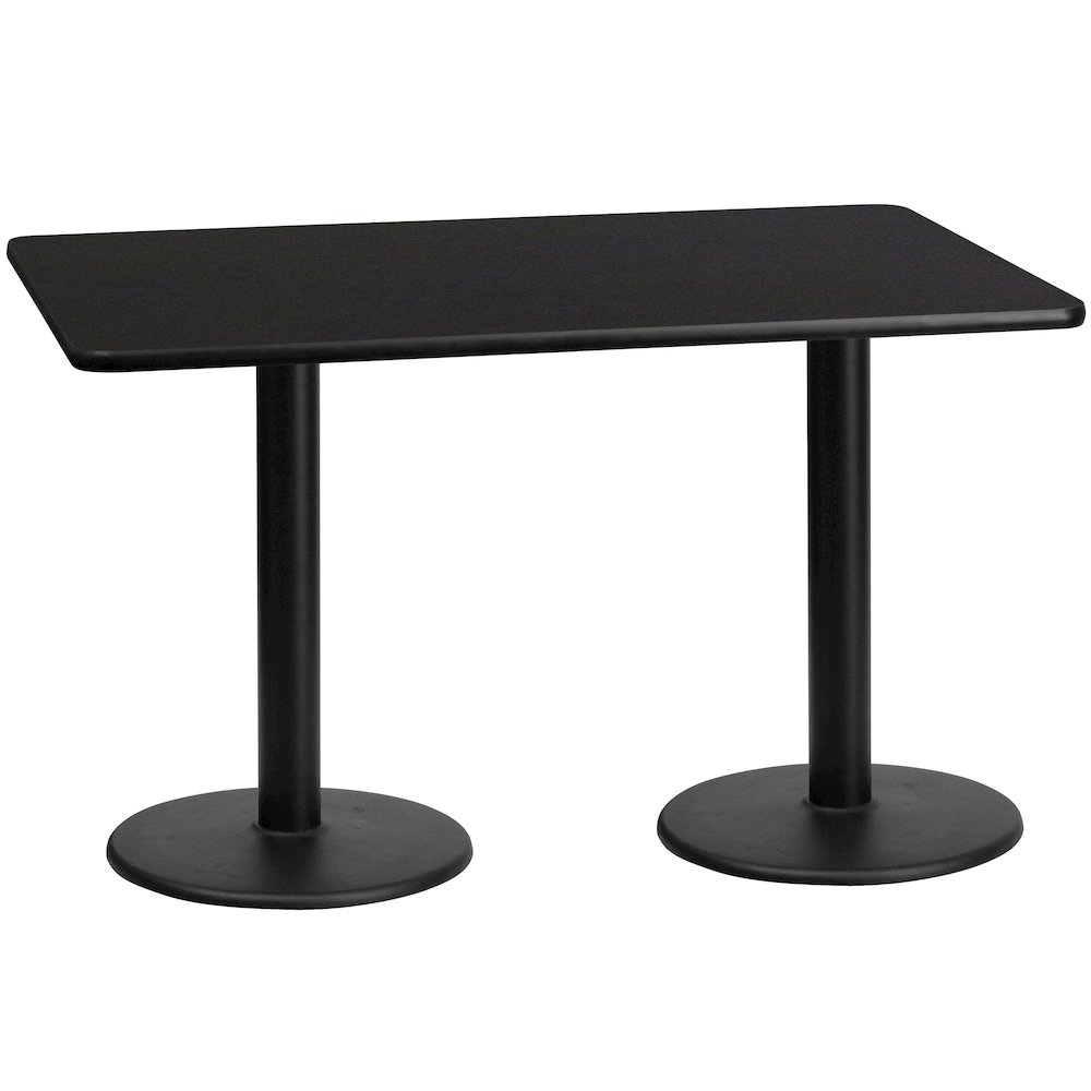 30'' x 60'' Rectangular Black Table Top with 18'' Round Table Height Bases. Picture 4
