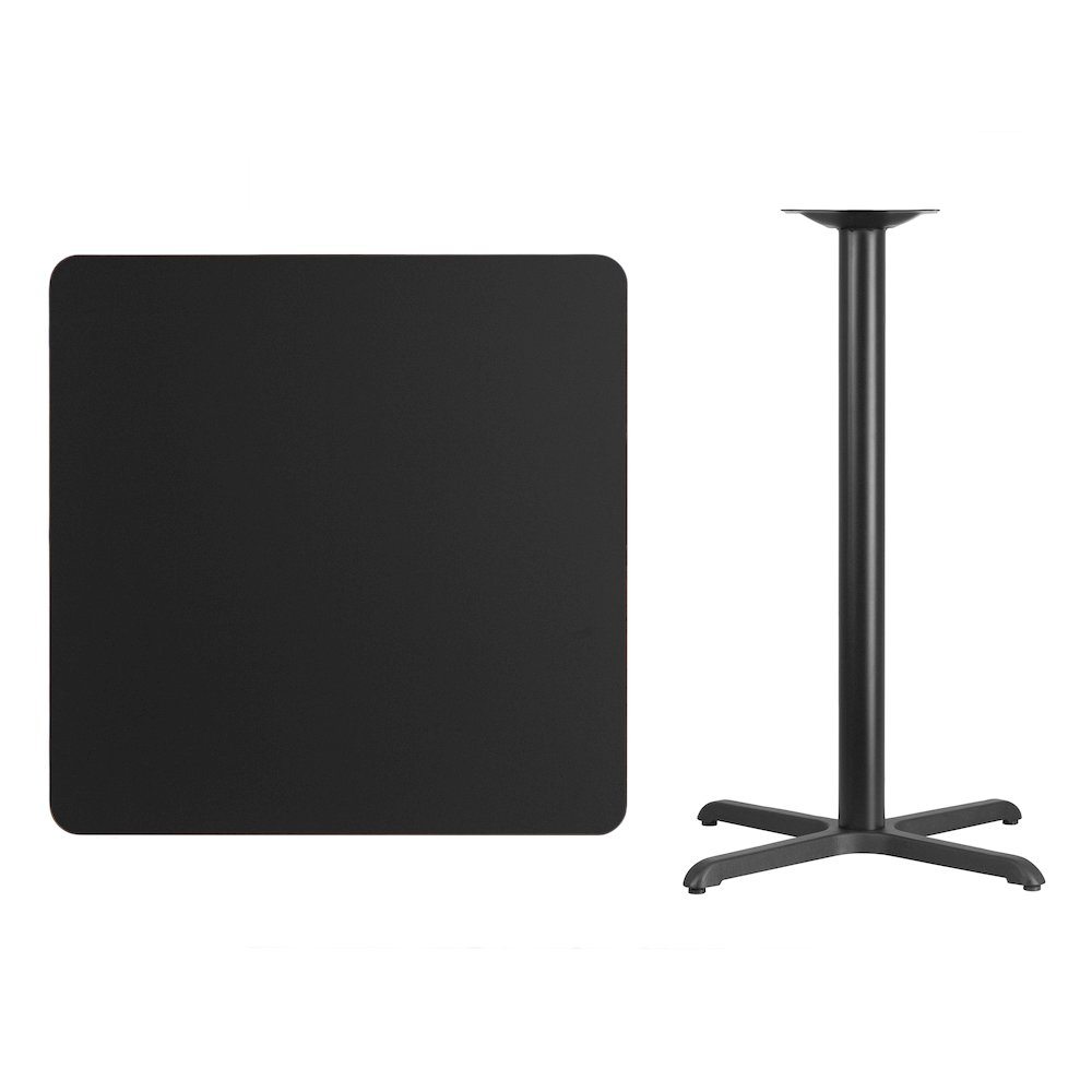 36'' Square Black Laminate Table Top with 30'' x 30'' Bar Height Table Base. Picture 3