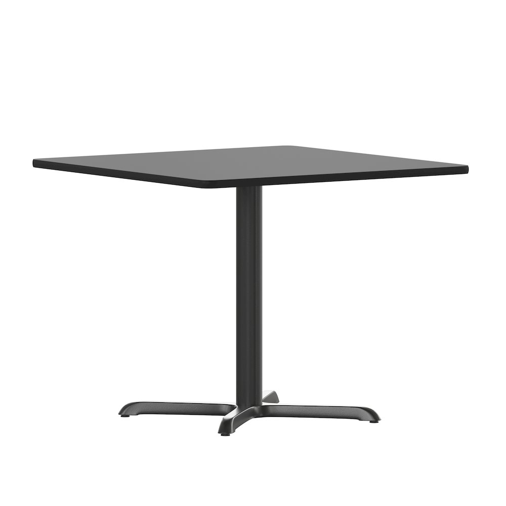 36'' Square Black Laminate Table Top with 30'' x 30'' Table Height Base. Picture 1