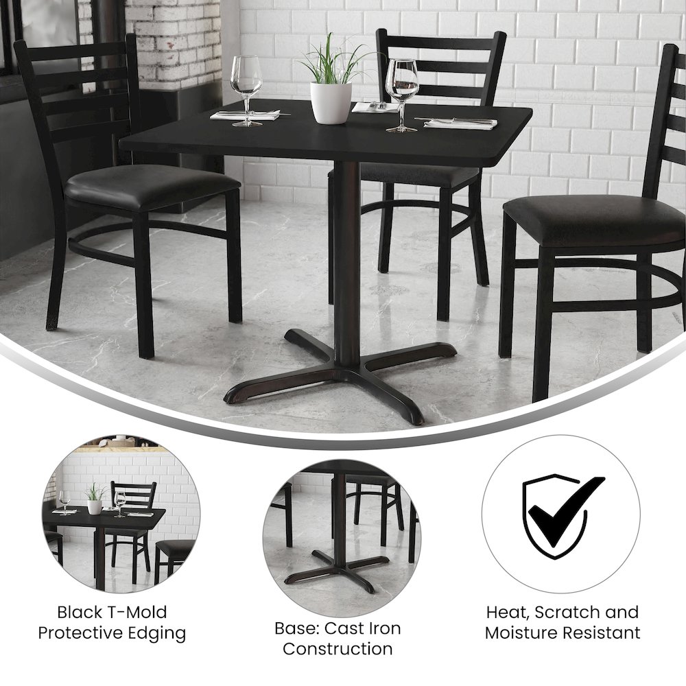 36'' Square Black Laminate Table Top with 30'' x 30'' Table Height Base. Picture 4