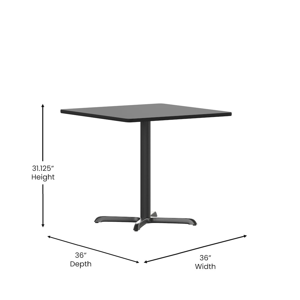 36'' Square Black Laminate Table Top with 30'' x 30'' Table Height Base. Picture 5