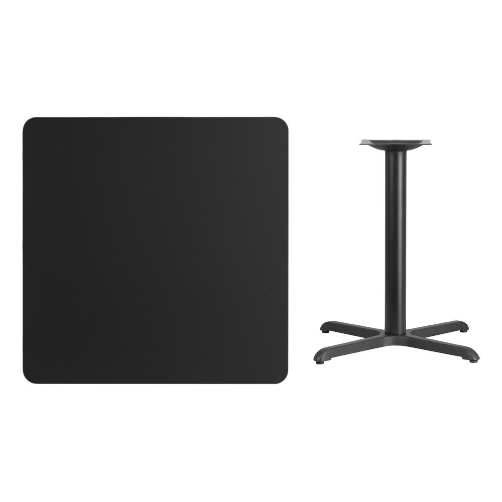 36'' Square Black Laminate Table Top with 30'' x 30'' Table Height Base. Picture 2