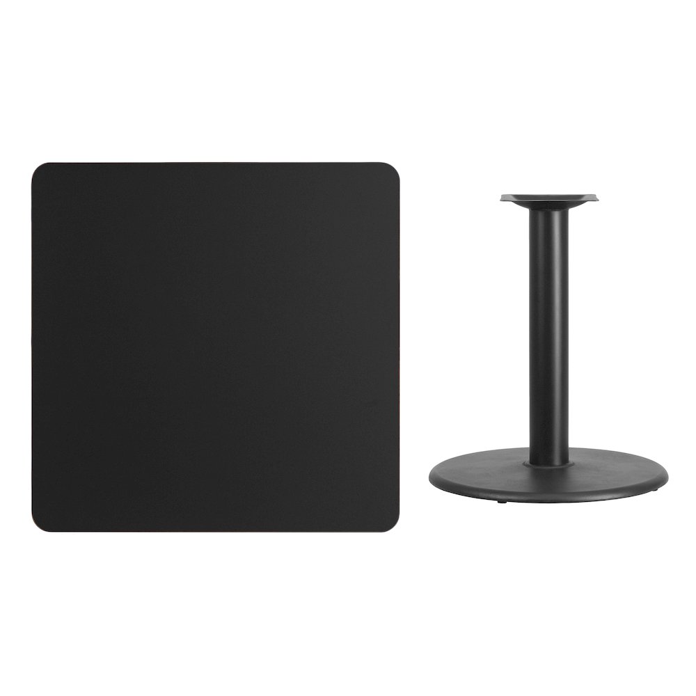 36'' Square Black Laminate Table Top with 24'' Round Table Height Base. Picture 4