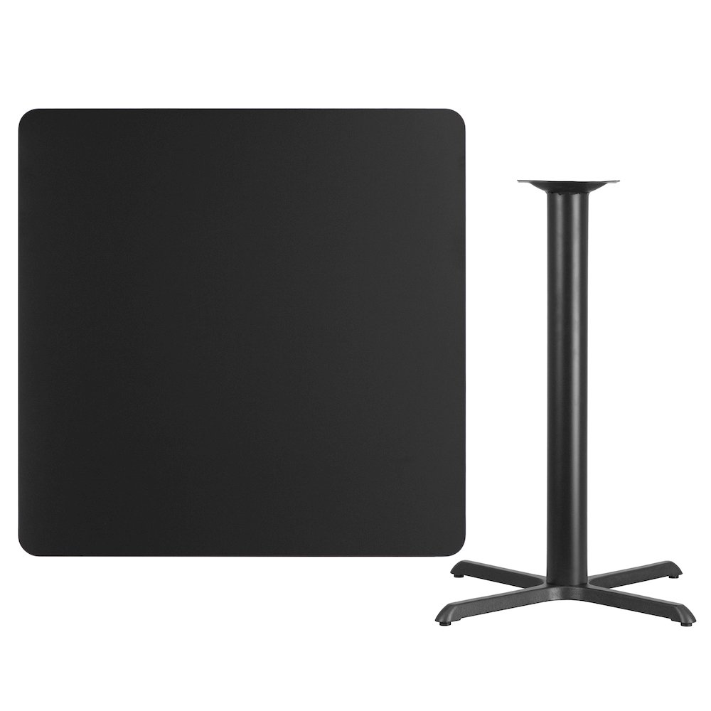 42'' Square Black Laminate Table Top with 33'' x 33'' Bar Height Table Base. Picture 4