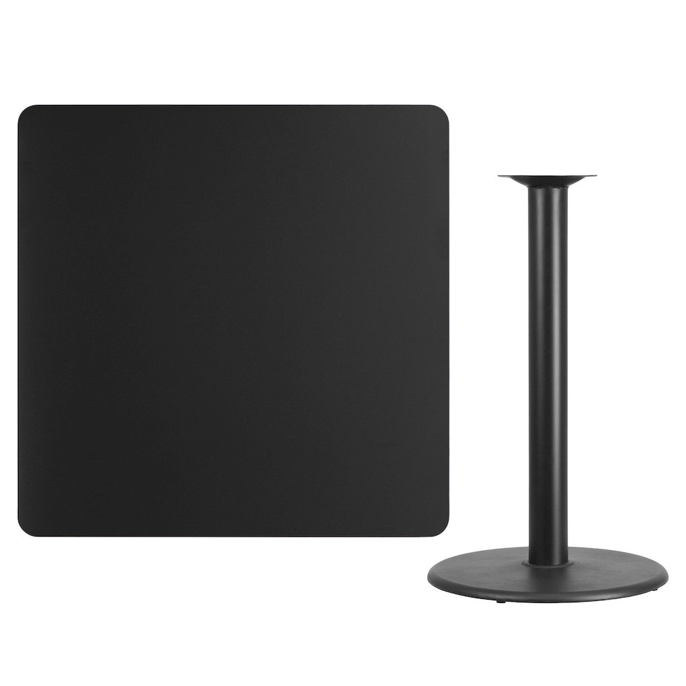 42'' Square Black Laminate Table Top with 24'' Round Bar Height Table Base. Picture 4