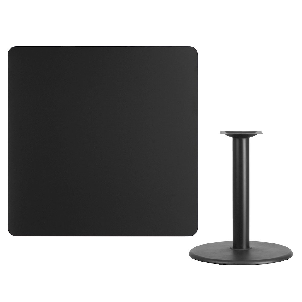 42'' Square Black Laminate Table Top with 24'' Round Table Height Base. Picture 4