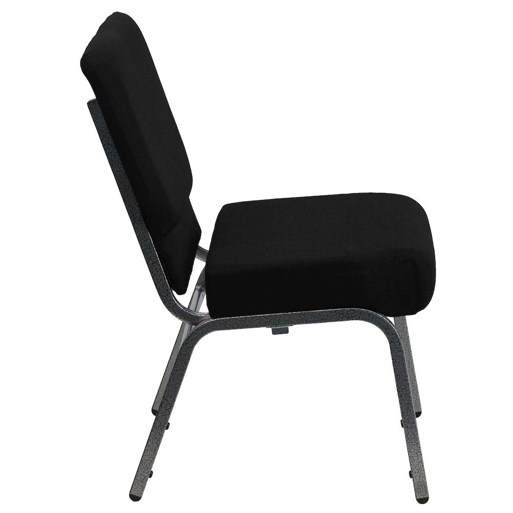 21''W Stacking Church Chair in Black Fabric - Silver Vein Frame. Picture 9