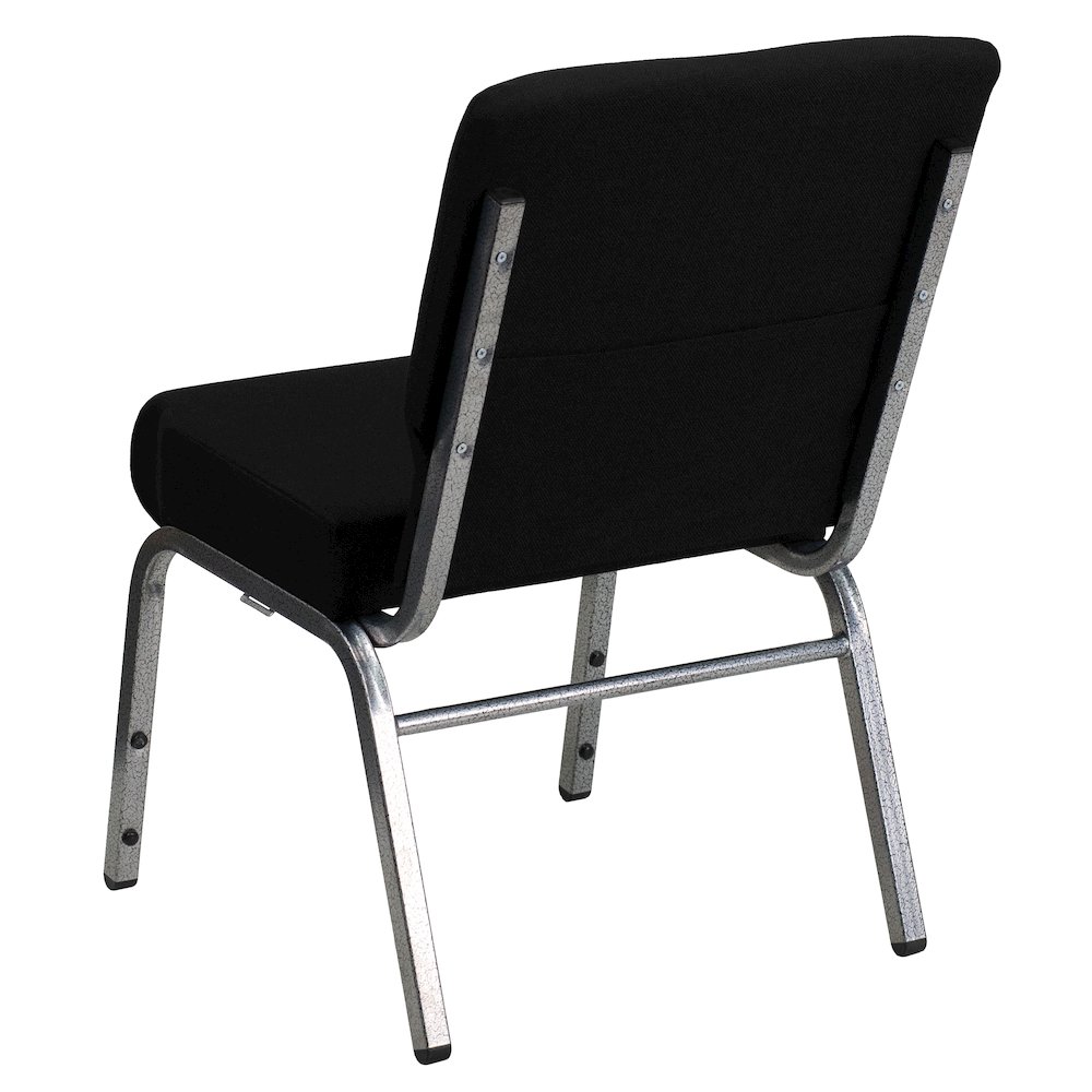 21''W Stacking Church Chair in Black Fabric - Silver Vein Frame. Picture 7