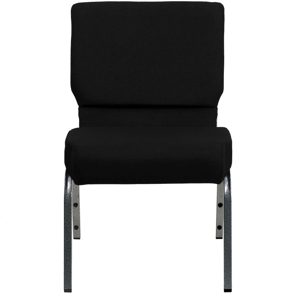 21''W Stacking Church Chair in Black Fabric - Silver Vein Frame. Picture 10