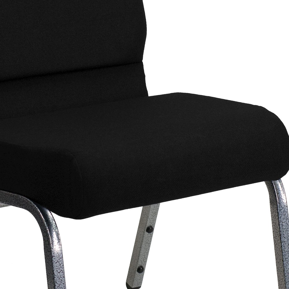 21''W Stacking Church Chair in Black Fabric - Silver Vein Frame. Picture 11