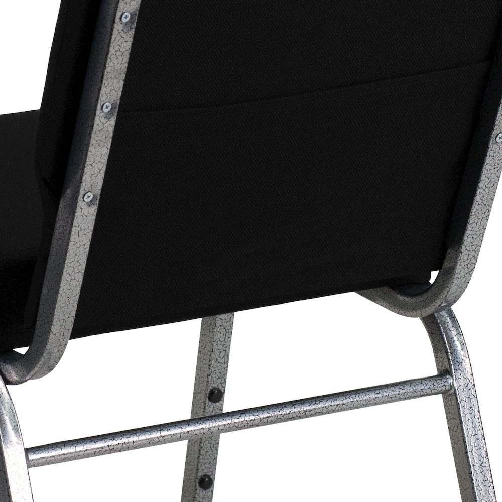 21''W Stacking Church Chair in Black Fabric - Silver Vein Frame. Picture 8