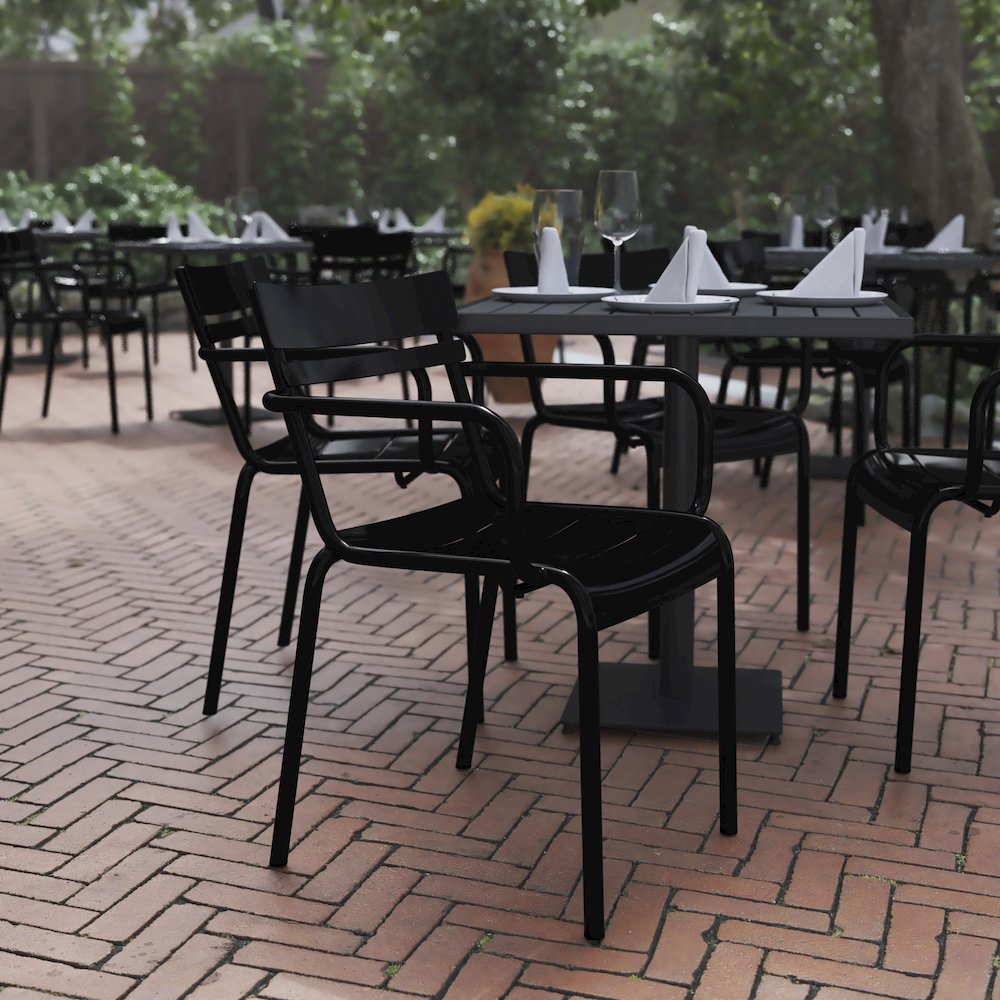 Modern Commercial Grade Indoor/Outdoor Steel Stack Chair. Picture 2