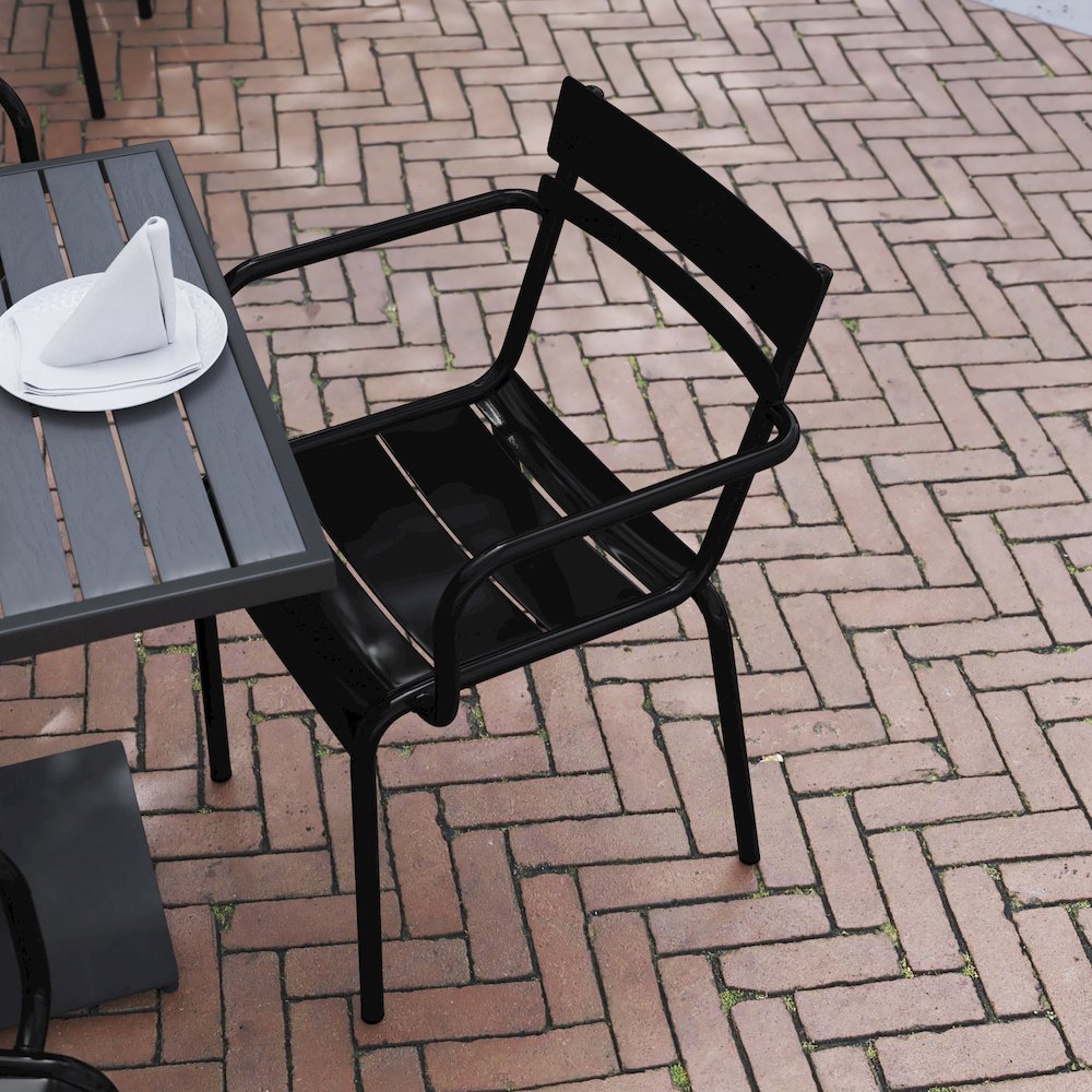 Modern Commercial Grade Indoor/Outdoor Steel Stack Chair. Picture 6