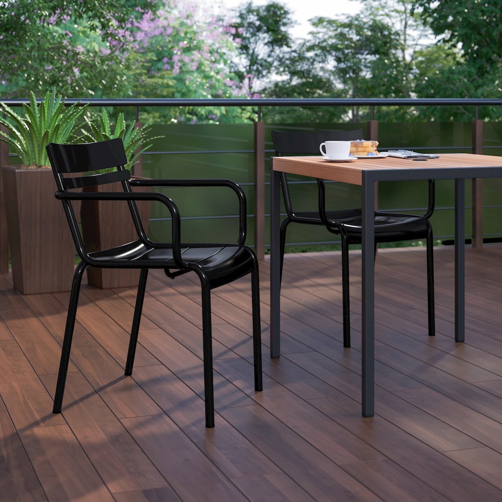 Modern Commercial Grade Indoor/Outdoor Steel Stack Chair. Picture 7