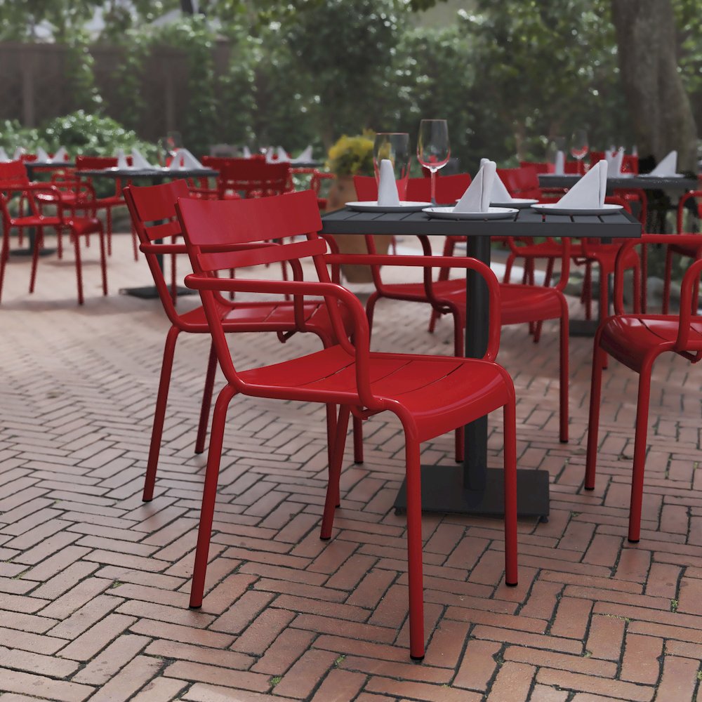 Modern Commercial Grade Indoor/Outdoor Steel Stack Chair. Picture 2