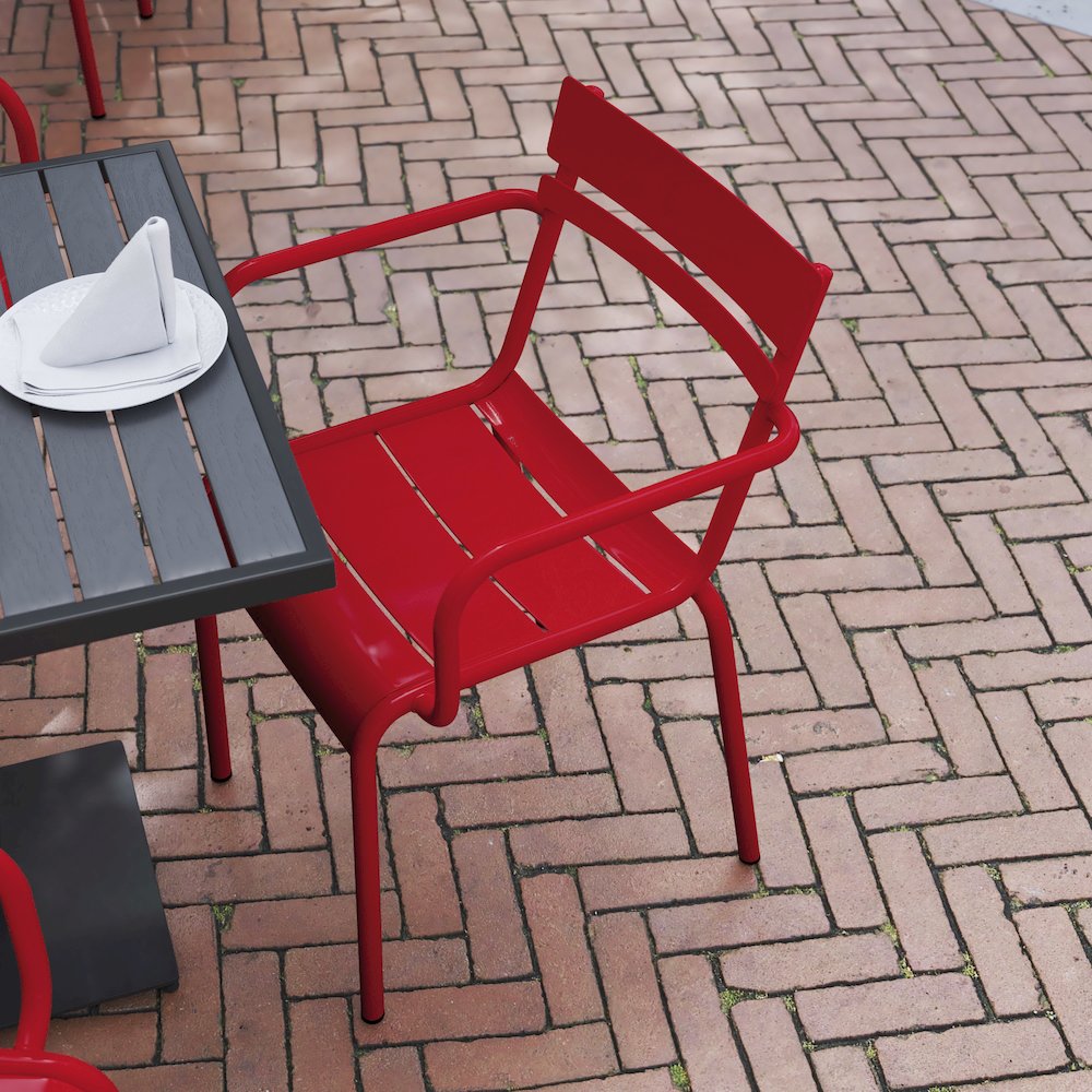 Modern Commercial Grade Indoor/Outdoor Steel Stack Chair. Picture 6