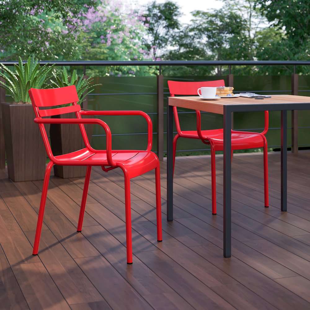Modern Commercial Grade Indoor/Outdoor Steel Stack Chair. Picture 7