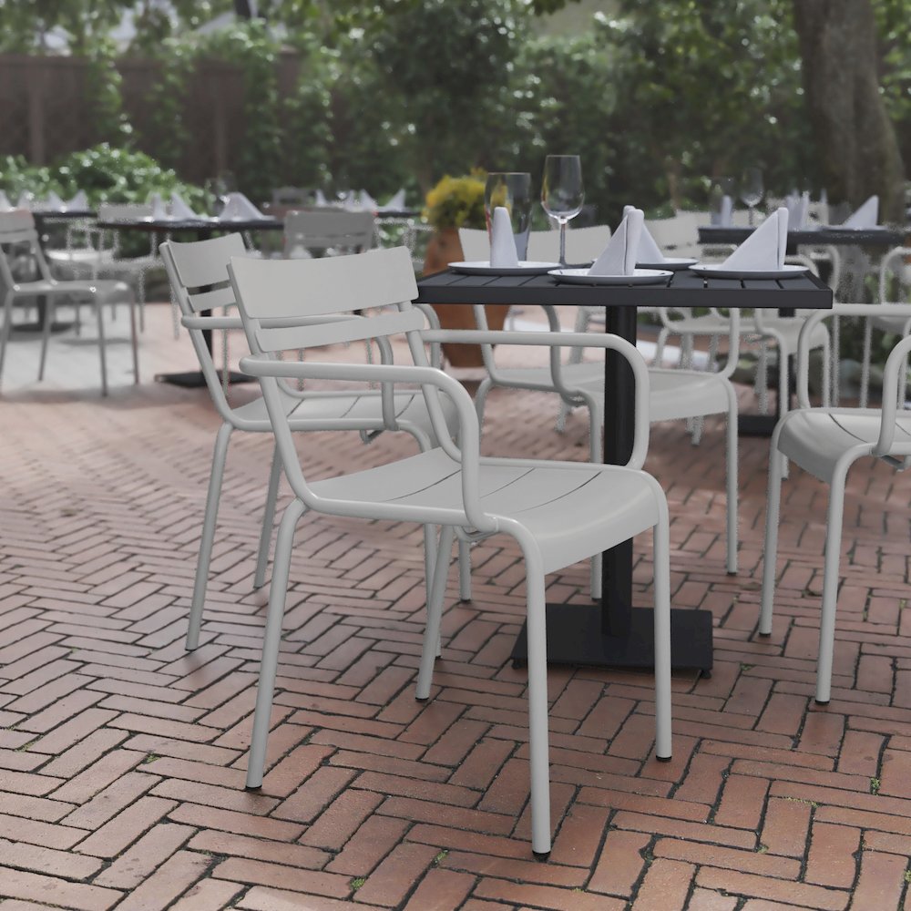 Modern Commercial Grade Indoor/Outdoor Steel Stack Chair. Picture 2