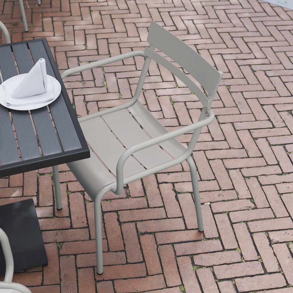 Modern Commercial Grade Indoor/Outdoor Steel Stack Chair. Picture 6