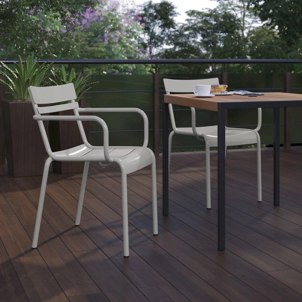 Modern Commercial Grade Indoor/Outdoor Steel Stack Chair. Picture 7