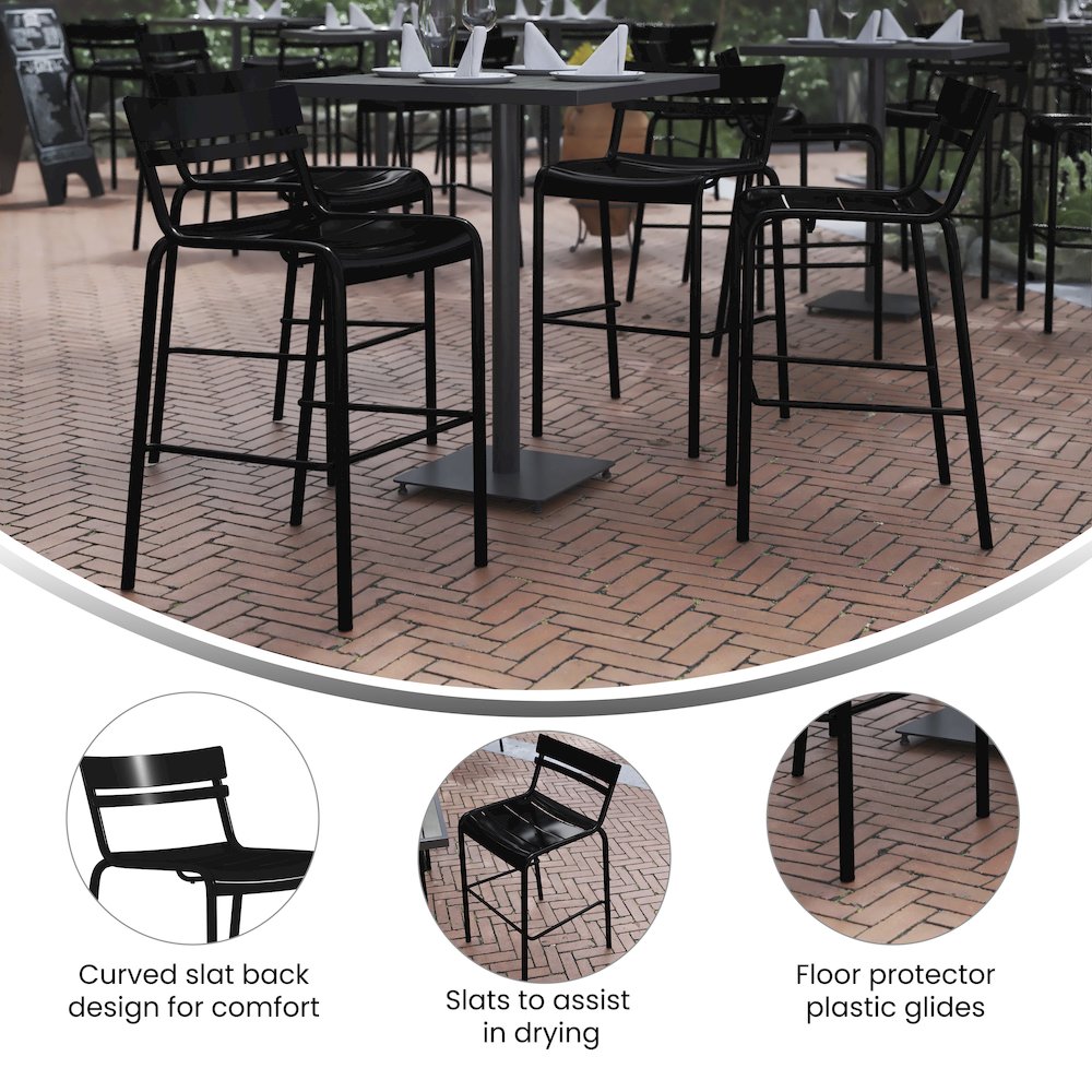 Modern Armless Commercial Grade Indoor/Outdoor Steel Stacking Bar Stool. Picture 4