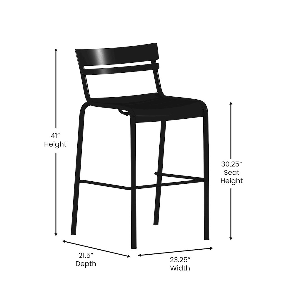 Modern Armless Commercial Grade Indoor/Outdoor Steel Stacking Bar Stool. Picture 5