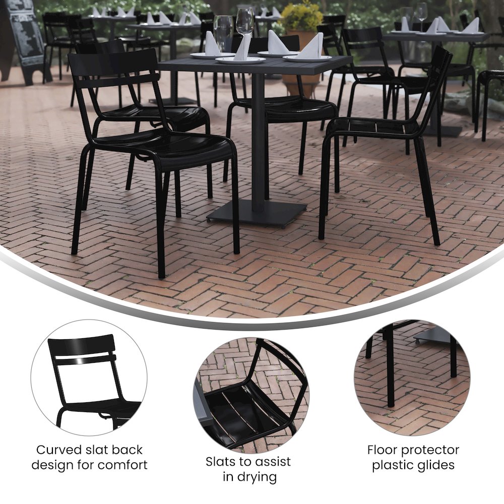 Modern Commercial Grade Indoor/Outdoor Armless Steel Stack Chair. Picture 4