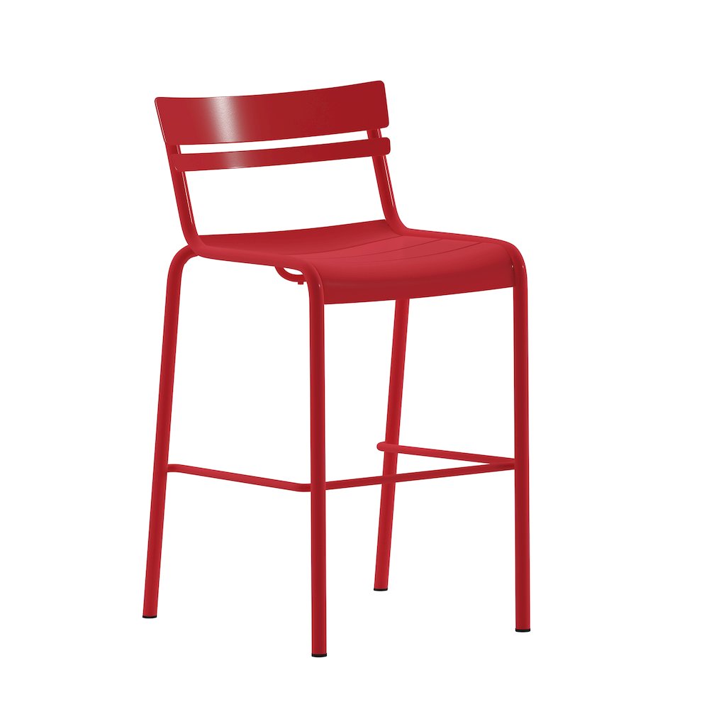 Modern Armless Commercial Grade Indoor/Outdoor Steel Stacking Bar Stool. Picture 1