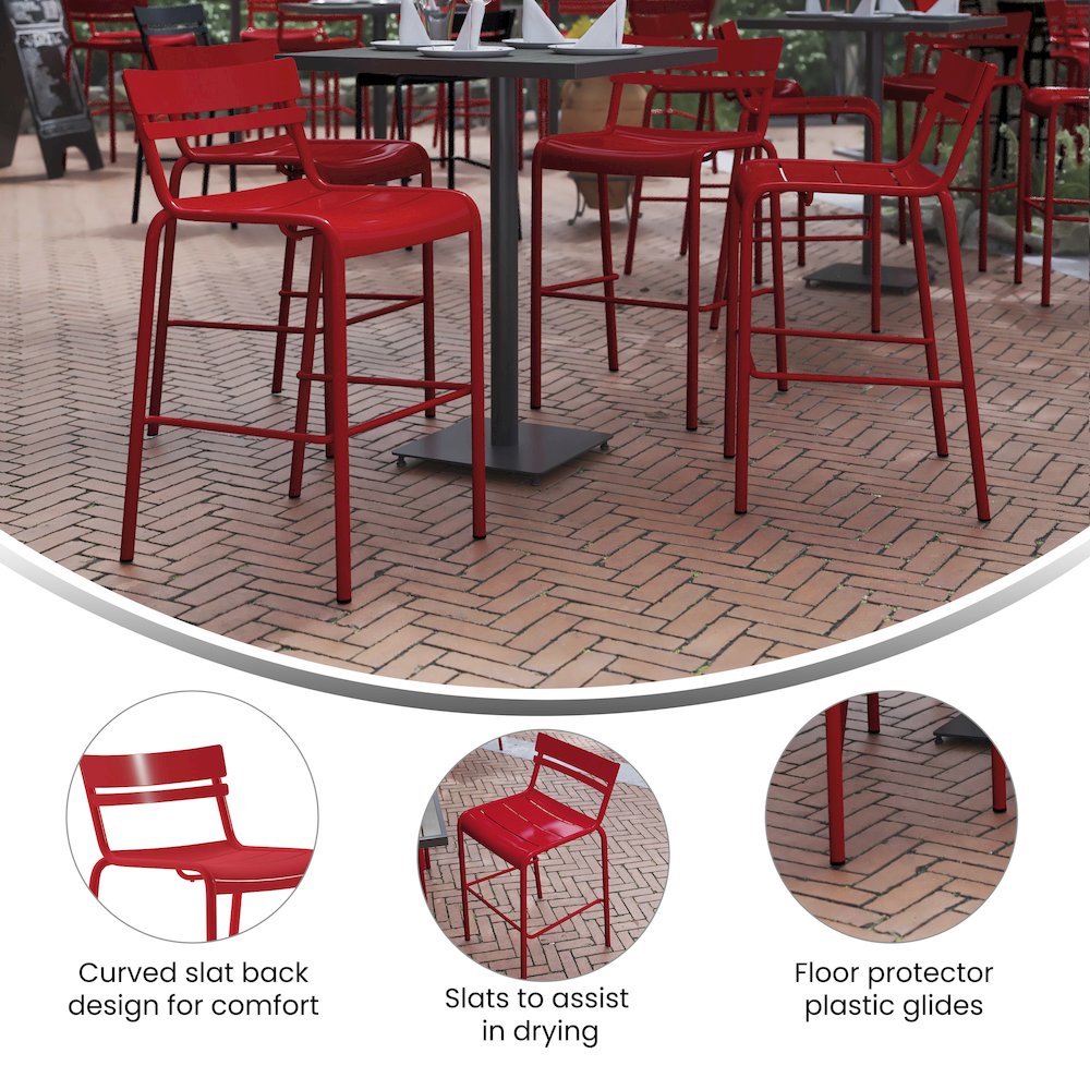 Modern Armless Commercial Grade Indoor/Outdoor Steel Stacking Bar Stool. Picture 4